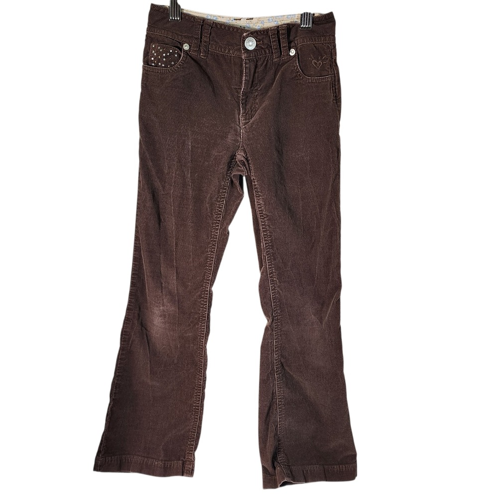 Justice Corduroy Sparkle Heart‎ Flair Pants Brown Size 8 Slim Girls